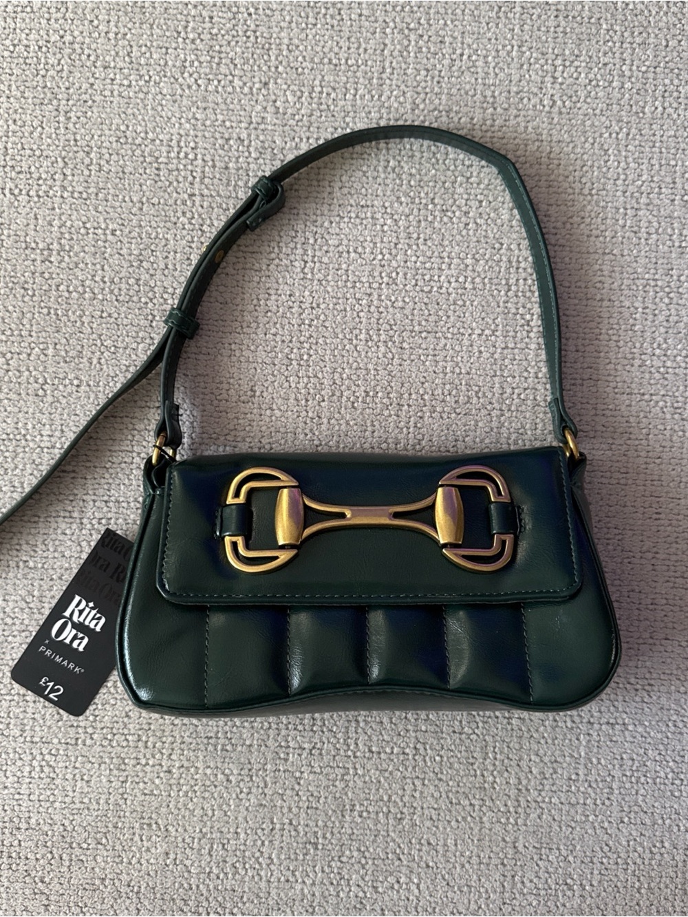 Dark Green Leather Shoulder Bag - Primark x Rita Ora